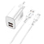 Kit Cargador Qcharx Apolo 24a 12w + Cable Usb A Tipo C Blanco