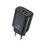 Cargador Qcharx Eros 3a 33w 1 X Usb Tipo A - 1 X Usb Tipo C Negro