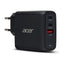 Cargador De Pared Acer 67w 2x Usb Tipo C 1x Usb Tipo A Negro + Cable Usb Tipo C