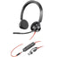 Auriculares Poly Blackwire 3325 + Adaptador USB-C/A/ con Micrófono/ Jack 3.5mm/ Negro