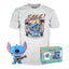 Funko pop! disney lilo y stitch - stitch con ukelele (flocked) special edition + camiseta talla m