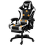 Silla Gaming PowerGaming Masaje 7 puntos Blanco/Negro Reposapiés