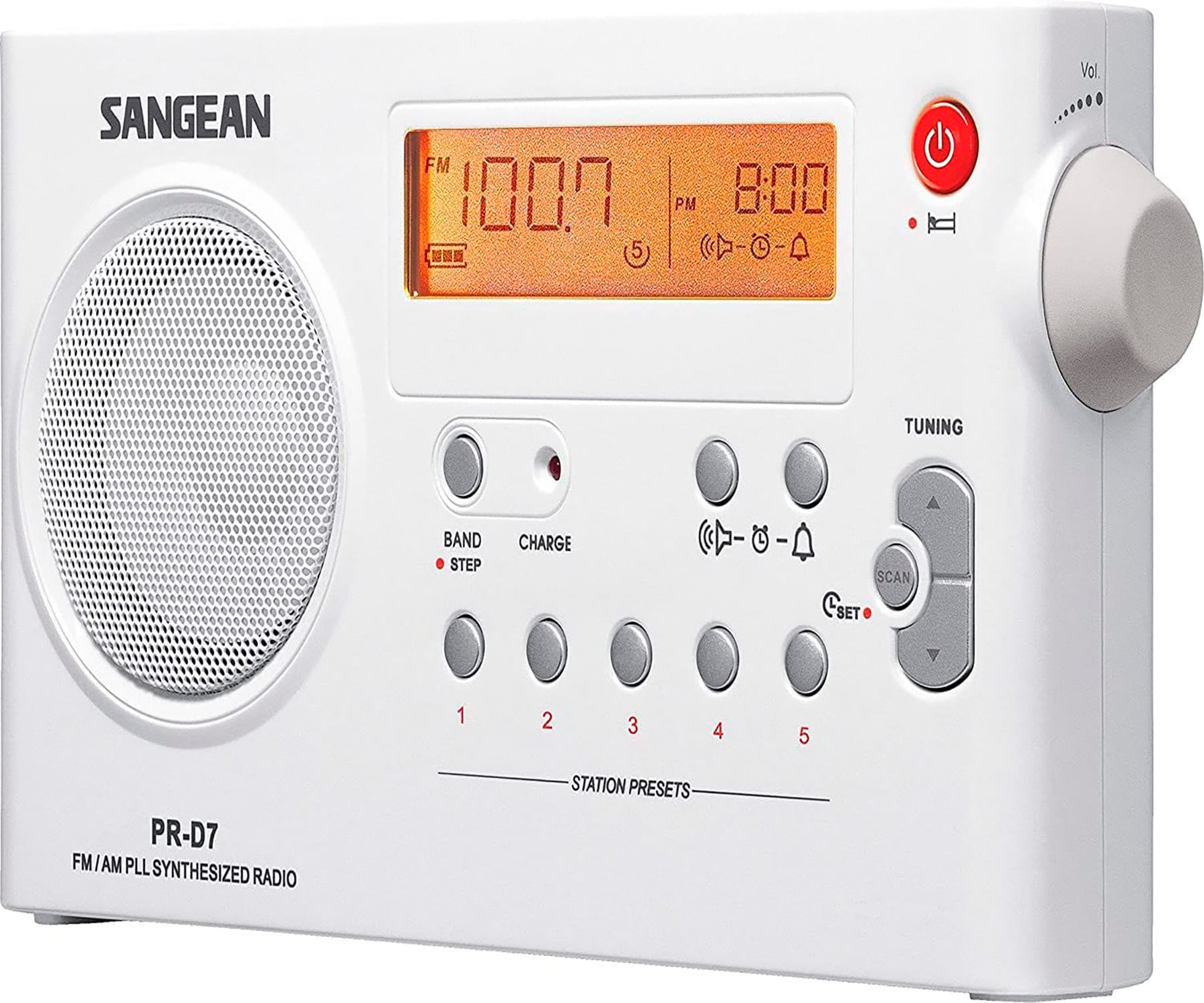Sangean Pr-d7 Blanco / Radio Despertador Portátil