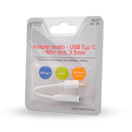 Adaptador Usb-c A Jack 3.5 Savio Ak-35 White Main Image