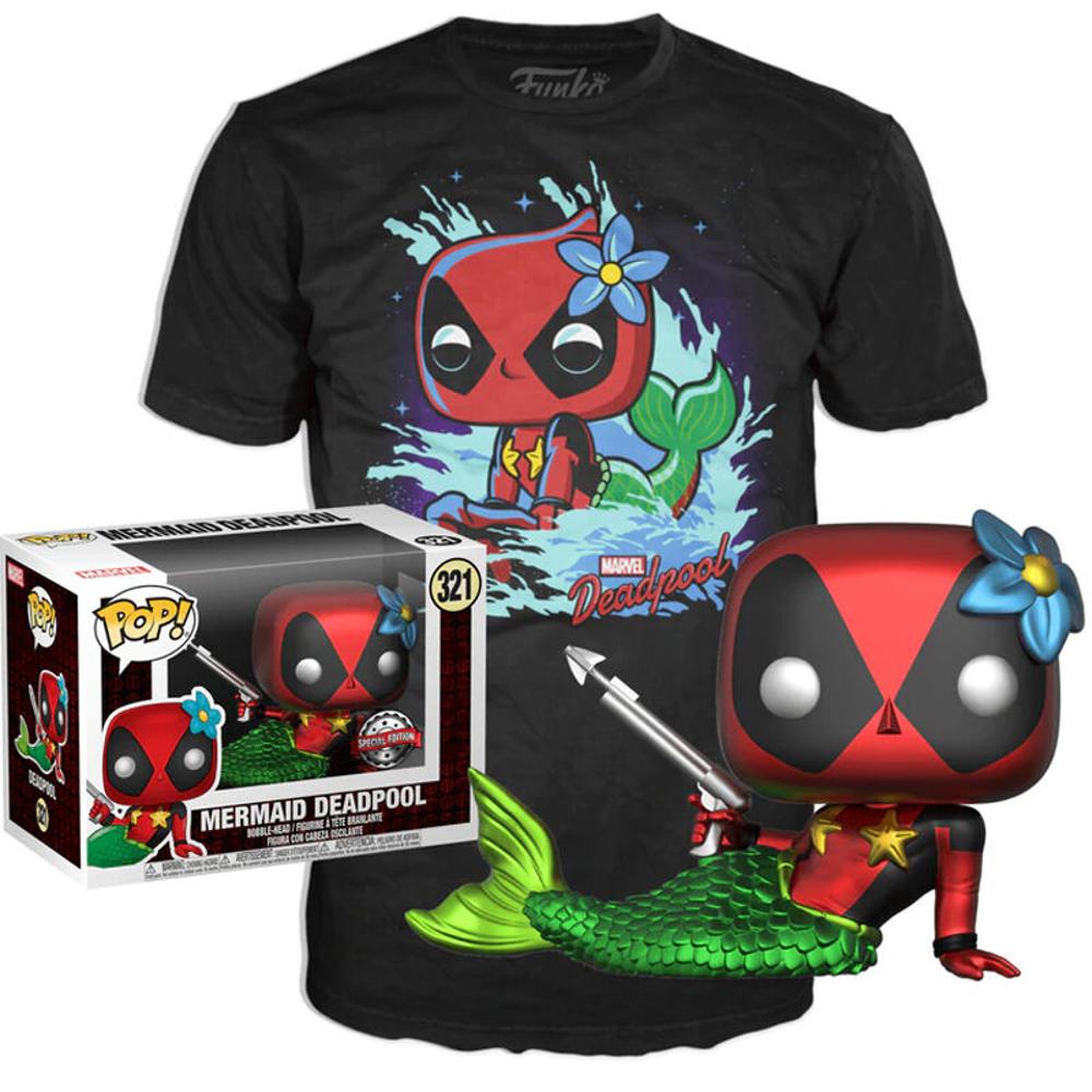 Set Figura Pop & Tee Marvel Deadpool Mermaid Exclusive