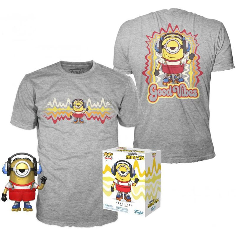 Set Figura Pop & Tee Minions Roller Skating Stuart Metallic
