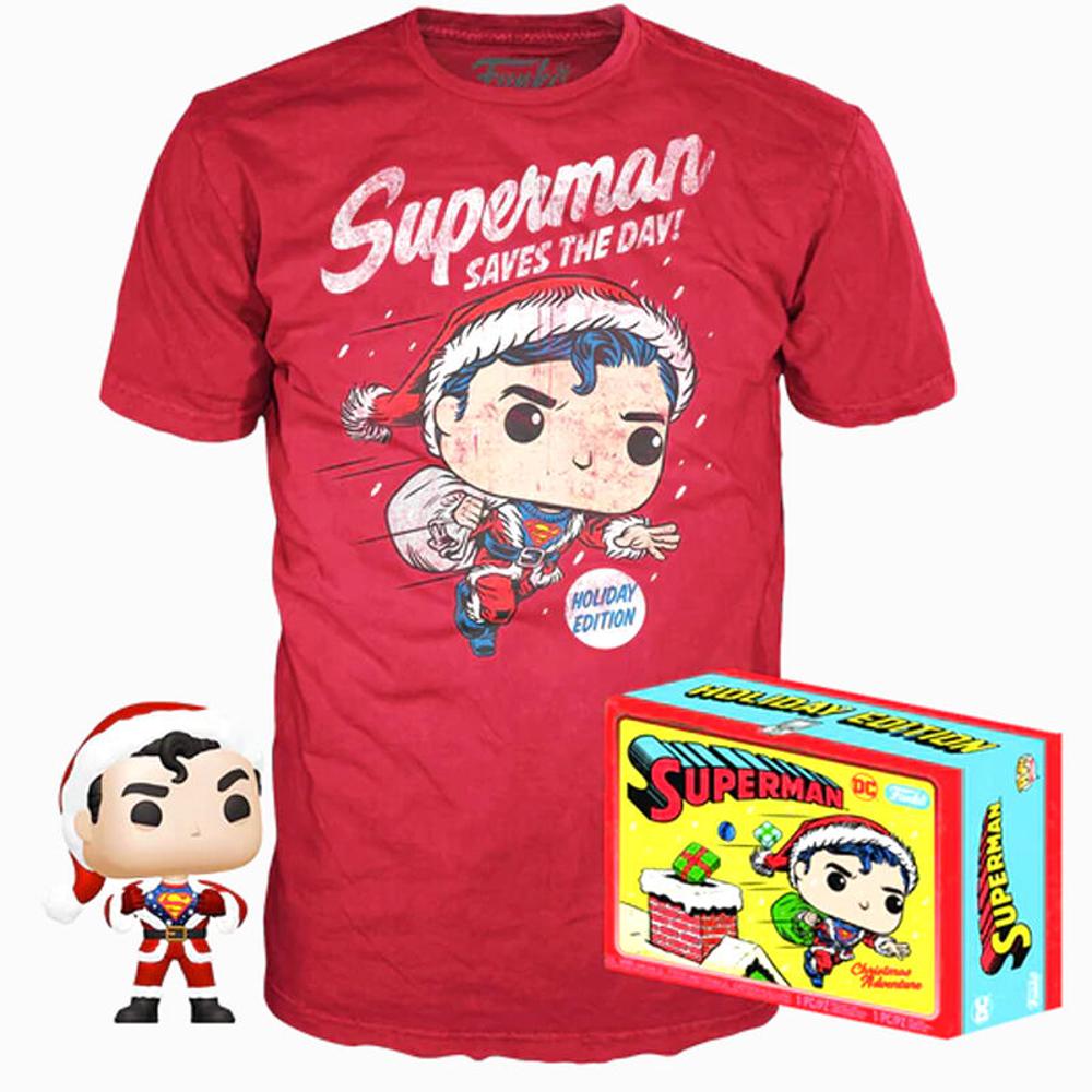 Set Figura Pop & Tee Dc Comics Superman Exclusive Flocked