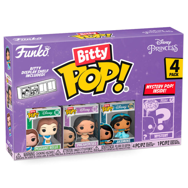 Blister 4 Figuras Bitty Pop Disney Princesas Bella Hover Image