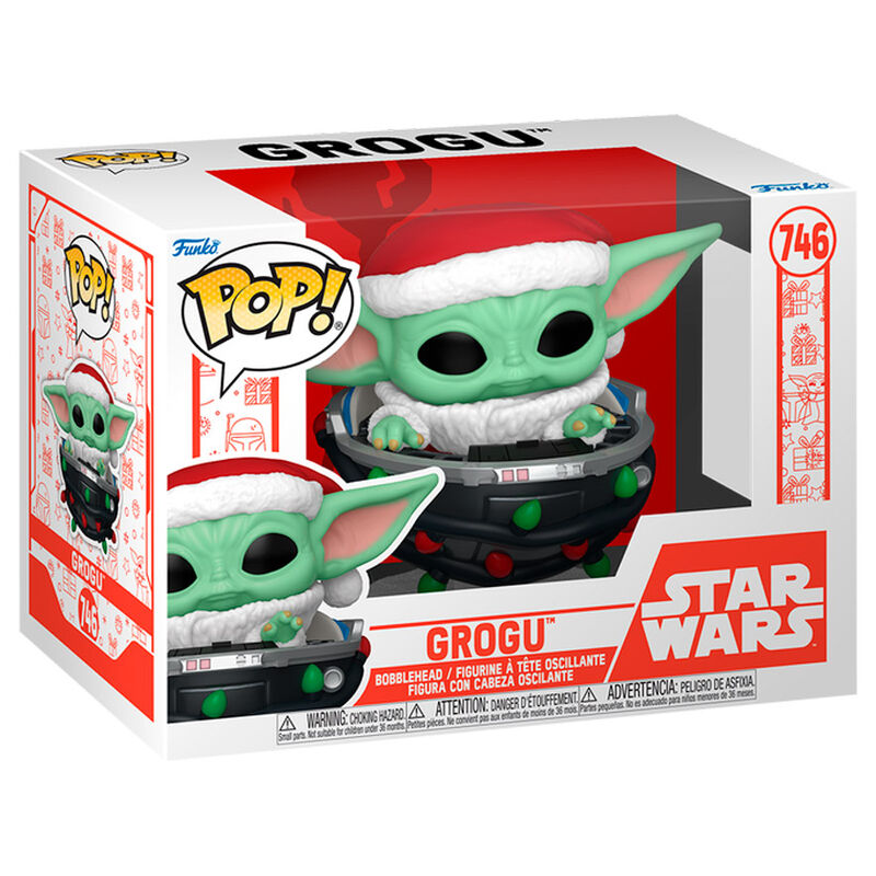 Figura Pop Star Wars Grogu With Santa Hat In Pram