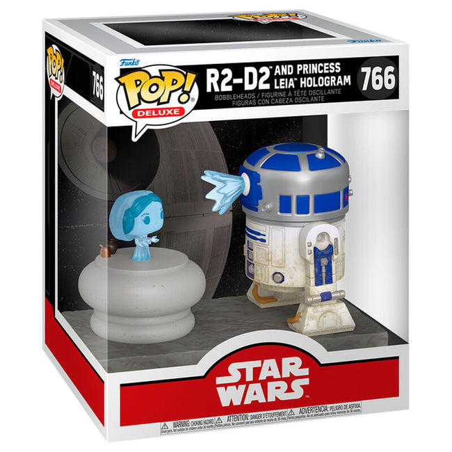 Figura Pop Deluxe Star Wars R2-D2 And Princess Leia Hologram Hover Image