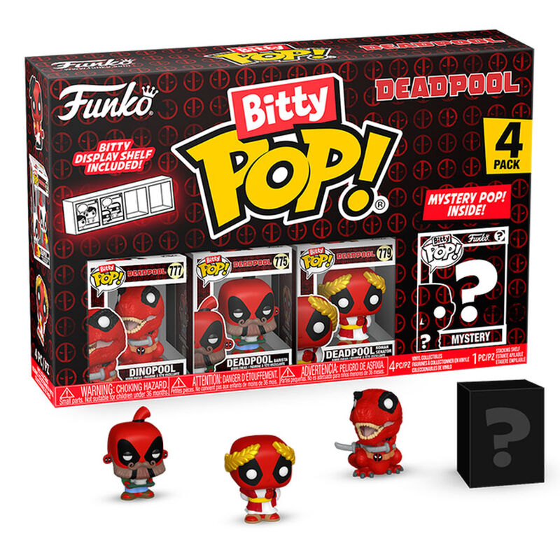 Blister 4 Figuras Bitty Pop Marvel Deadpool Dinopool