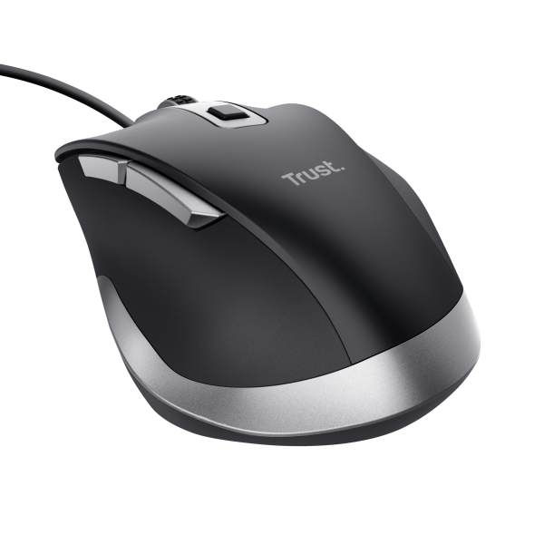 Mouse Trust Fyda Con Cable, 6 Botontes, Rueda Desplazamiento 5000dpi Negro 24728
