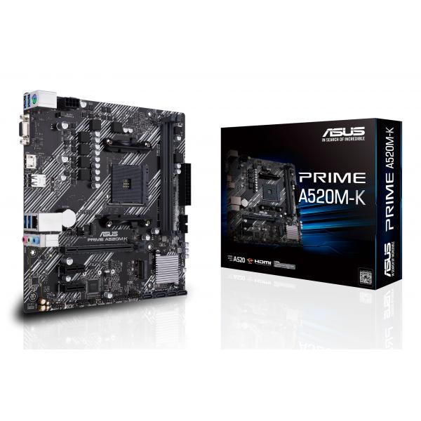 Pb Asus Prime A520m-k Skt Am4 M-atx 2ddr4 3200mhz Hdmi/vga 3pcie M.2 Raid Languard 4usb3.2
