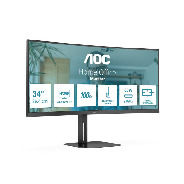 AOC V5 CU34V5C/BK 34 WQHD VA UltraWide Curvo 100 Hz FreeSync Negro