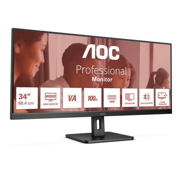 AOC U34E2M 34 WLED WQHD 100 Hz VA UltraWide Negro Main Image