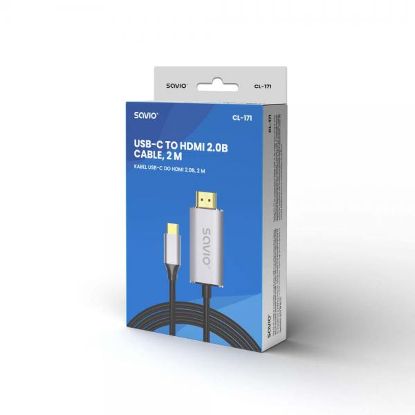 Cable Usb-c A Hdmi 2.0 4k 2m Savio Cl-171