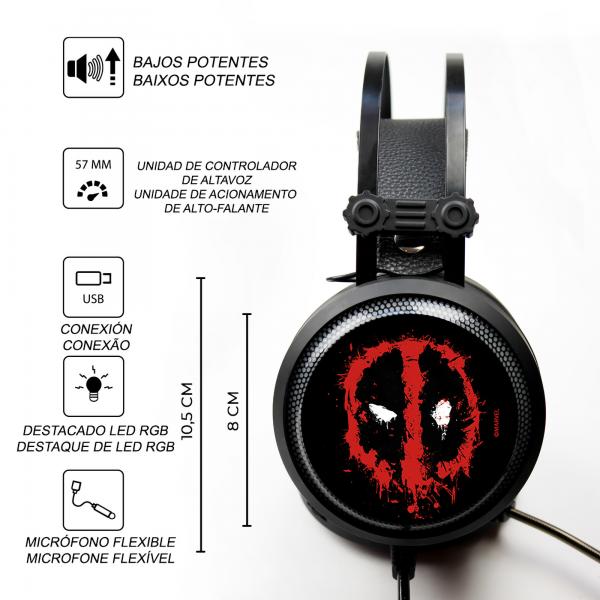 Auricular Gaming Deadpool Marvel Negro