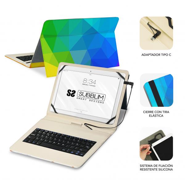 Funda Con Teclado Subblim Keytab Usb 11" Triángulos Usb Para
