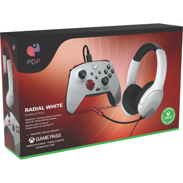 XBOX SERIES X Pdp Bundle Radial White (wired Controller + Gaming Headset) + Game Pass 1 Mes (xbone)