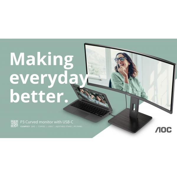 AOC CU34P3CV 34 WQHD VA UltraWide Curvo 100 Hz Negro Main Image