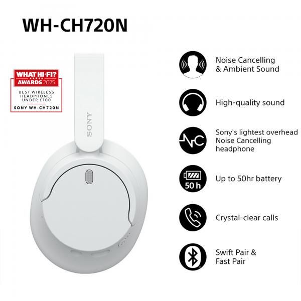 Sony Wh-ch720n White / Auriculares Overear Inalámbricos