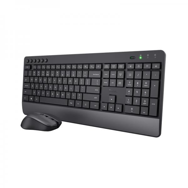 Teclado Y Mouse Trust Wireless Trezo Con Teclas Silenciosas Y Fabricado Con Material Reciclado
