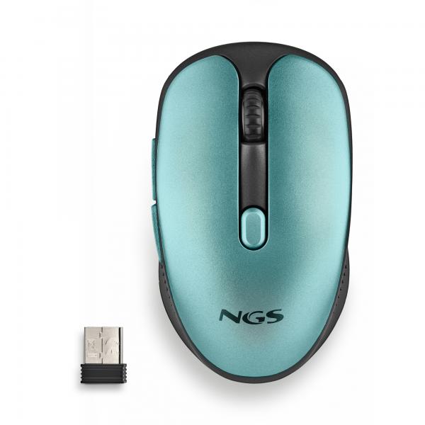 Mouse Ngs Wireless Evorustice Recargable Con Teclas Silenciosas Azul Hielo