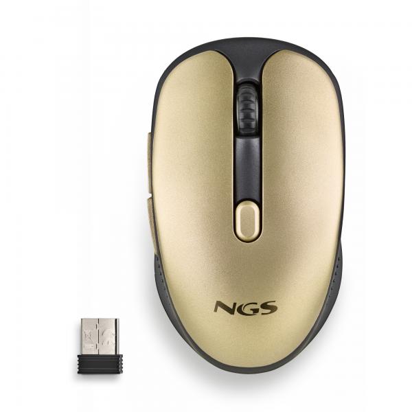 Ratón Inalámbrico Ergonomico NGS Wireless Evorustgold - USB  1600DPI  Silencioso  Oro Hover Image