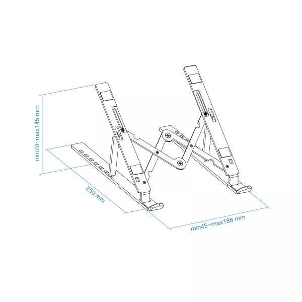 Soporte De Portatil Tooq Tqlrs0033-al Gris Ultra-plegable Max 5kg 7 Niveles De Altura Max