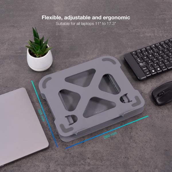 Soporte De Portatil Tooq Tqlrs0012-al-g Gris Ergonomico Plegable Regulacion De Altura 30-28