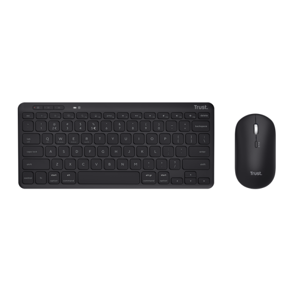 Teclado Y Mouse Trust Wireless Y Bluetooth Lyra Multidispositivo (usb Y 2 Disp Bt) Recargables