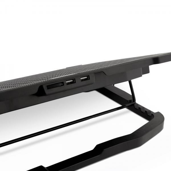 Base De Refrigeracion Para Portatiles Coolbox Hasta 17" 5 Ventiladores Regulables Led Azul 4 Alturas