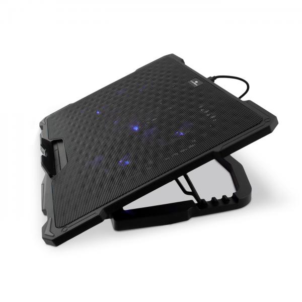 Base De Refrigeracion Para Portatiles Coolbox Hasta 17" 5 Ventiladores Regulables Led Azul 4 Alturas