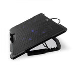 Base De Refrigeracion Para Portatiles Coolbox Hasta 17" 5 Ventiladores Regulables Led Azul 4 Alturas