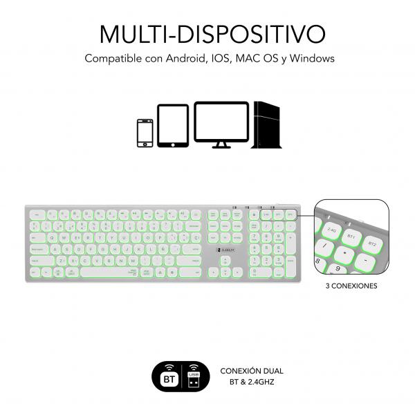 Teclado Subblim Master Iluminado Ext Inalambrico