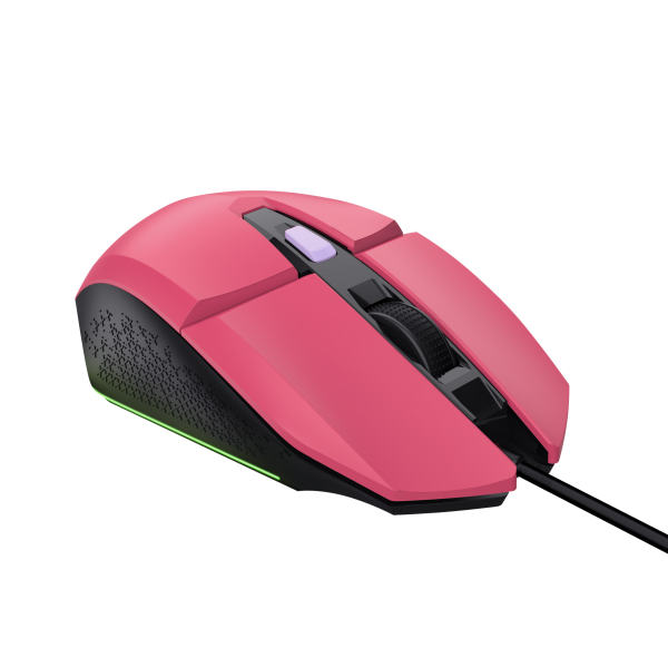 Mouse Trust Gaming Rgb Gxt 109p Felox 25068 Color Rosa Iluminacion Led 6 Botones Cable 150cm