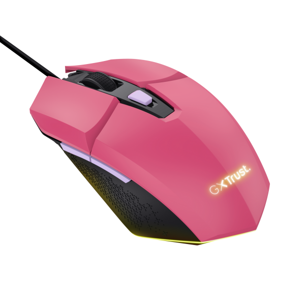 Mouse Trust Gaming Rgb Gxt 109p Felox 25068 Color Rosa Iluminacion Led 6 Botones Cable 150cm