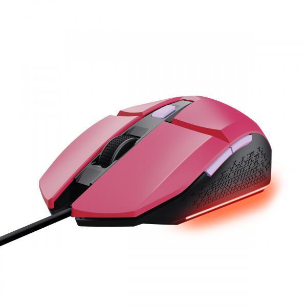 Mouse Trust Gaming Rgb Gxt 109p Felox 25068 Color Rosa Iluminacion Led 6 Botones Cable 150cm
