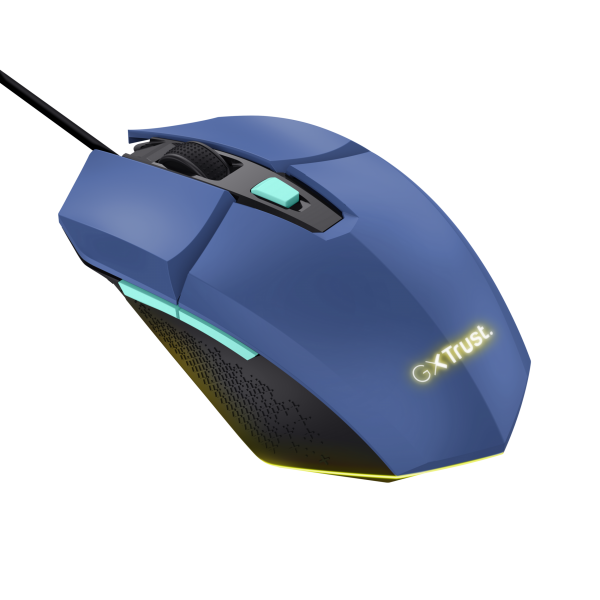 Mouse Trust Gaming Rgb Gxt 109bl Felox 25067 Color Azul Iluminacion Led 6 Botones Cable 150cm