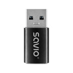 Adaptador Savio Ak-81 Usb-c 3.1 Usb-a 3.1 Black