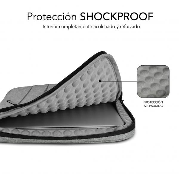 Funda Subblim Air Padding 360 Sleeve Para Portatil 13.3 Pulgadas - 14 Pulgadas Gris