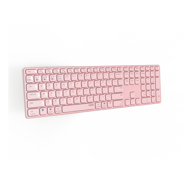Teclado Rapoo Wireless Y Bluetooth E9800m 2.4ghz Bt 3.0 5.0 Diseo Ultrafino Bateria Rosa