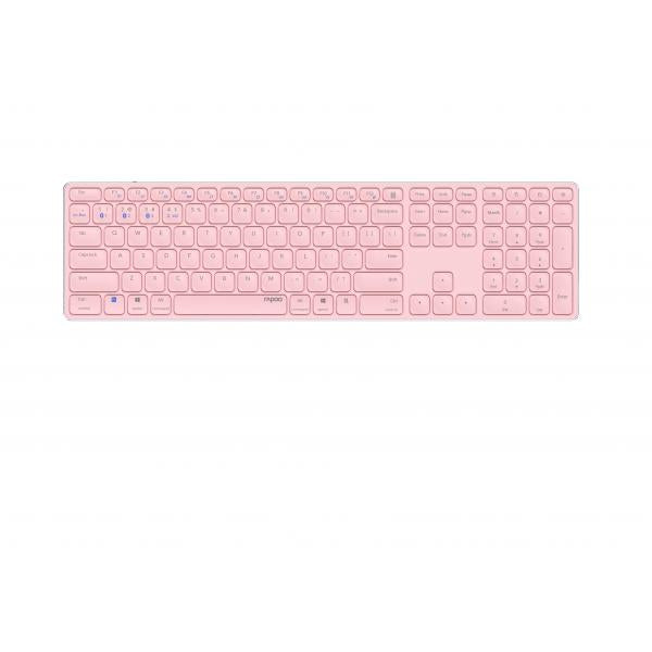 Teclado Rapoo Wireless Y Bluetooth E9800m 2.4ghz Bt 3.0 5.0 Diseo Ultrafino Bateria Rosa Hover Image