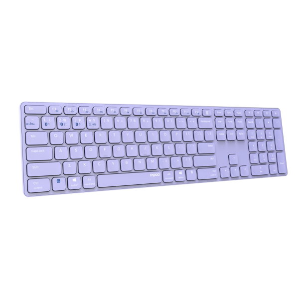 TECLADO RAPOO WIRELESS Y BLUETOOTH E9800M 2.4GHz BT 3.0 5.0 DISEO ULTRAFINO BATERIA LILA