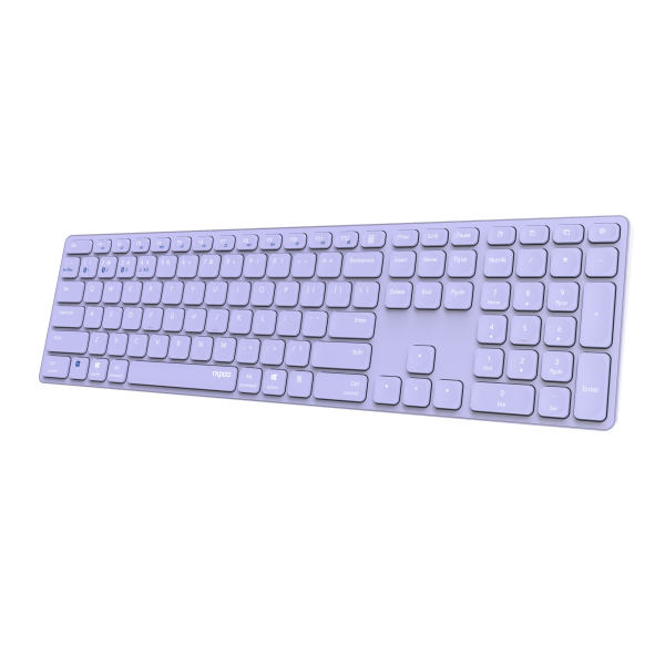 TECLADO RAPOO WIRELESS Y BLUETOOTH E9800M 2.4GHz BT 3.0 5.0 DISEO ULTRAFINO BATERIA LILA