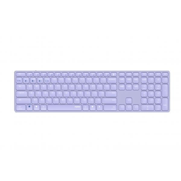 TECLADO RAPOO WIRELESS Y BLUETOOTH E9800M 2.4GHz BT 3.0 5.0 DISEO ULTRAFINO BATERIA LILA