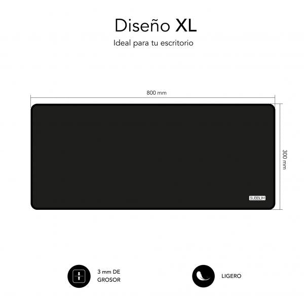 Pack Harmony Alfombrilla XL+ Raton Inalámbrico Subblim / 800x300x2mm / 1.200 DPI / Negro / SUBMP-03HP001