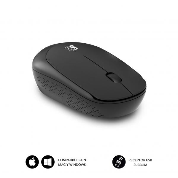 Pack Harmony Alfombrilla XL+ Raton Inalámbrico Subblim / 800x300x2mm / 1.200 DPI / Negro / SUBMP-03HP001