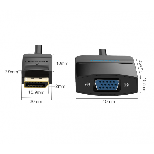 Cable Conversor Vention Hbfbb/ Displayport Macho Vga Hembra/
