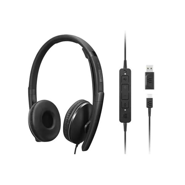 Headset Usb-c Lenovo Anc Microfono Cancelacion De Ruido Activa, Con Adaptador Usb-a Hover Image